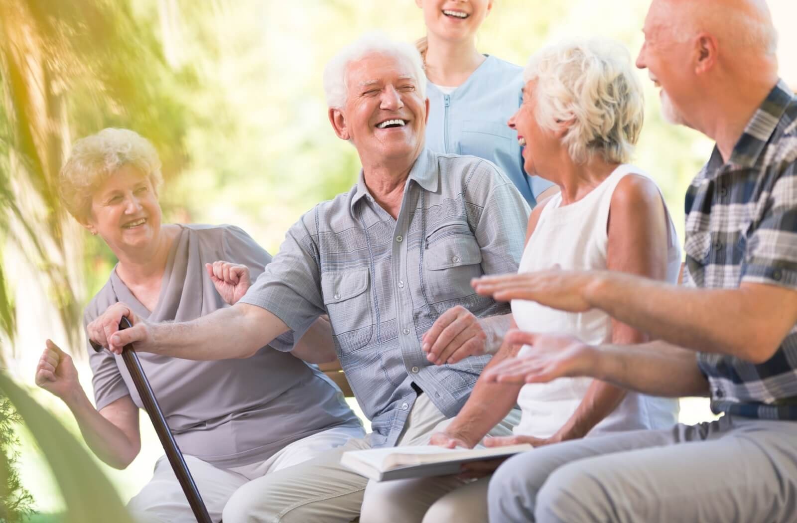 A group of seniors sitting and chatting